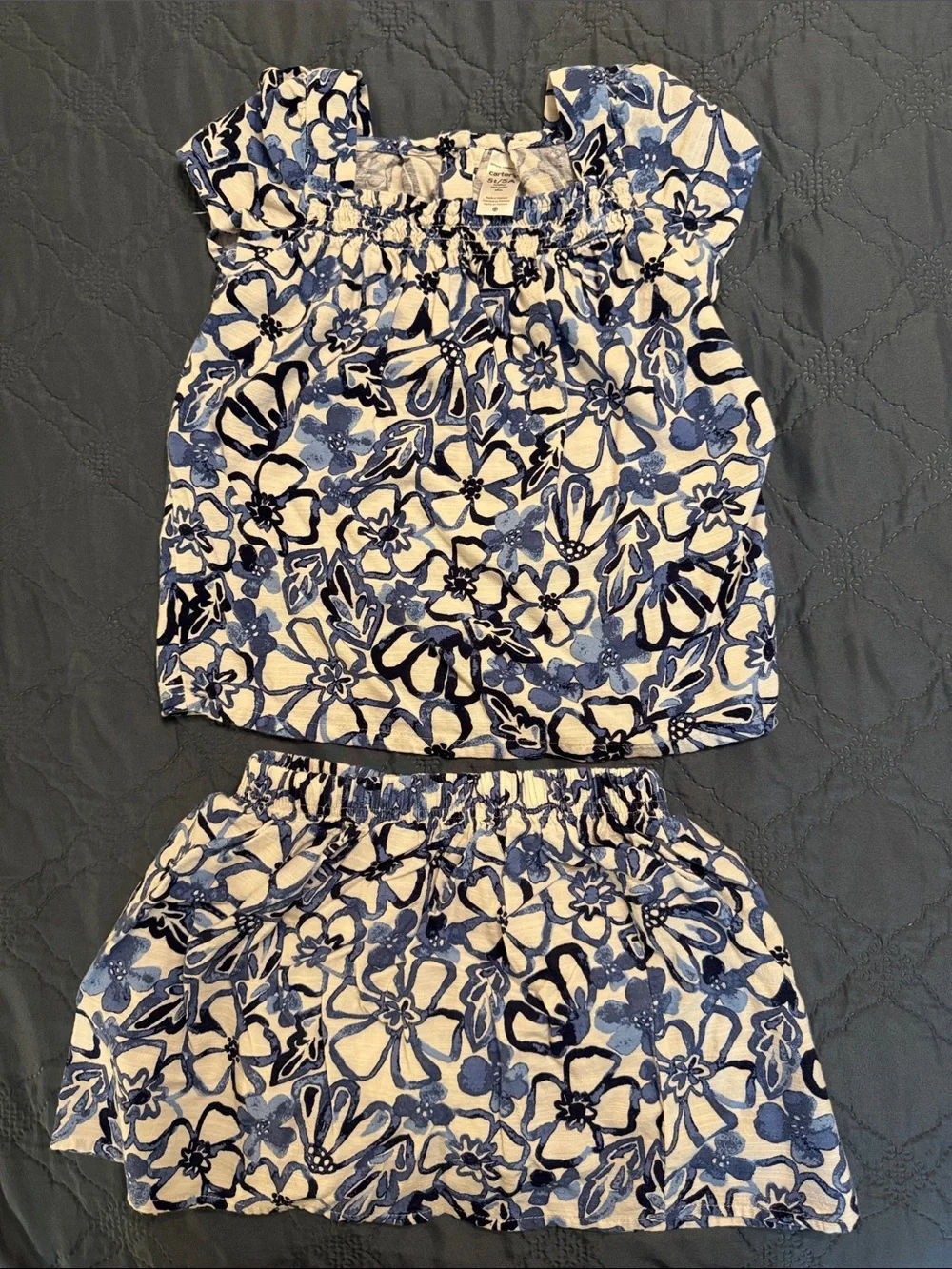 Carter’s Girls Blue Floral Two-Piece Top & Skort Set